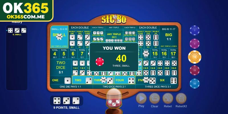 Luật chơi Sicbo OK365 trực tuyến